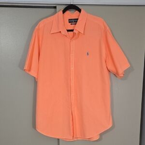 Ralph Lauren Men's Cotton Casual Button Down Peach Shirt Size XL